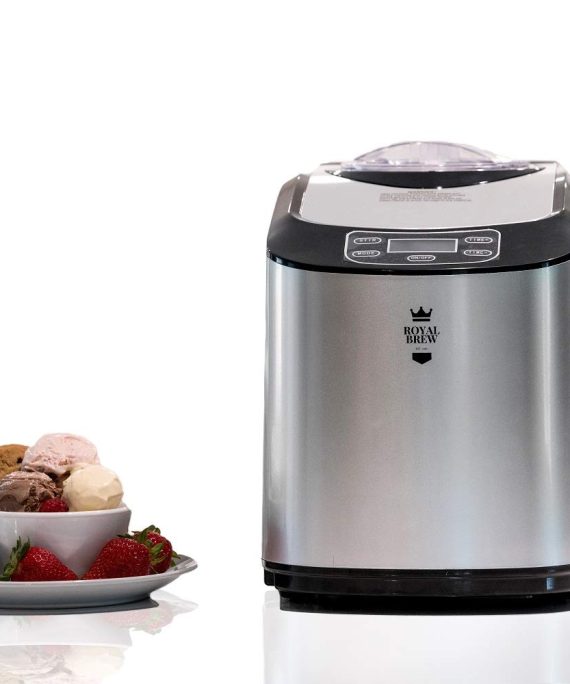 Royal Brew Ice Cream Maker 1.5 Quart Upright Stainless Steel Frozen Yogurt, Sorbet and Gelato Machine with Built-In Compressor (A1 Stainless Steel)