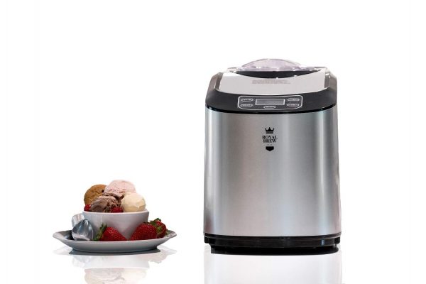 Royal Brew Ice Cream Maker 1.5 Quart Upright Stainless Steel Frozen Yogurt, Sorbet and Gelato Machine with Built-In Compressor (A1 Stainless Steel)