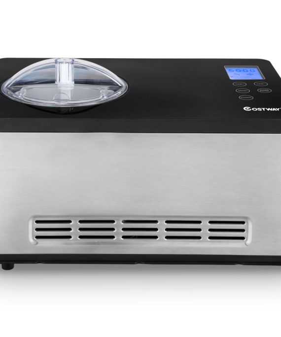 Costway Ice Cream Maker, 2.1-Quart Automatic Ice Cream Machine with LCD Timer Control Stainless Steel Electric Countertop Large Fruit Yogurt Ice-cream Machine