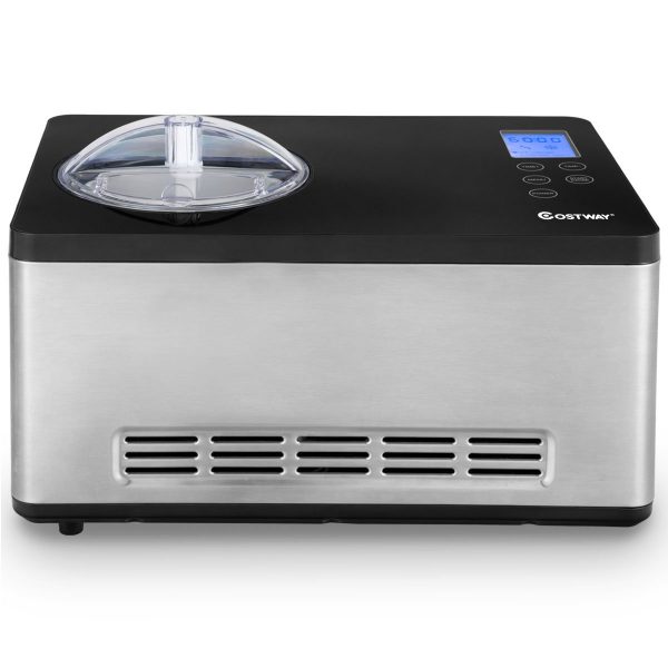 Costway Ice Cream Maker, 2.1-Quart Automatic Ice Cream Machine with LCD Timer Control Stainless Steel Electric Countertop Large Fruit Yogurt Ice-cream Machine