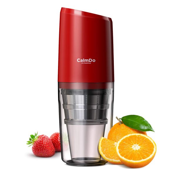 Masticating Juicer, CalmDo Portable Slow Juicer Machine, PJ801 Juicer Extractor with Reverse Function, USB Rechargeable