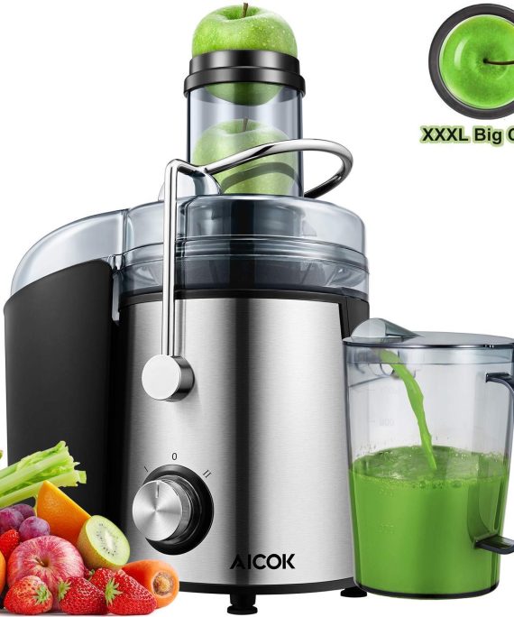 AICOK Juicer Extractor 1000W Centrifugal Juicer Machines Ultra Fast Extract Various Fruit and Vegetable Juice, 75MM Large Feed Chute Easy Clean Juicer with 2 Speed Control,Anti-drip, BPA Free