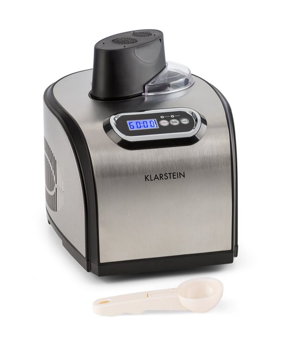 KLARSTEIN Sweet Dreams Ice Cream Maker • Compression Cooling • Family Size: for up to 50 fl.oz finished Ice Cream oz finished Gelato, Sorbet or Frozen Yogurt • Stainless Steel