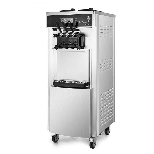 VEVOR 2200W Commercial Soft Ice Cream Machine 3 Flavors 5.3-7.4Gallons/H Auto Clean LED Panel Perfect for Restaurants Snack Bar supermarkets, 2200W, Silver