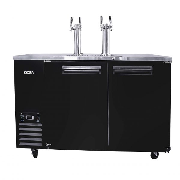 Commercial Dual Tap Kegerator, 58 Inches Beer Coolers Refrigerator with 4 Faucet, 17.3 Cu. Ft. Fridge with Digital Display for Restaurant Cafe Bar (33℉ to 38℉)
