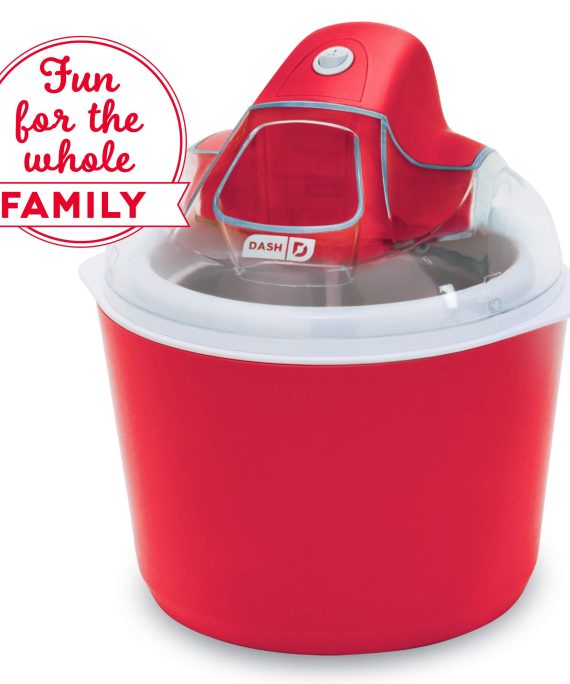 Dash DIC001RD Deluxe Ice Cream Frozen Yogurt & Sorbet Maker With Easy Ingredient Spout, Double-Walled Insulated Freezer Bowl & Free Recipes, 1 quart, Red