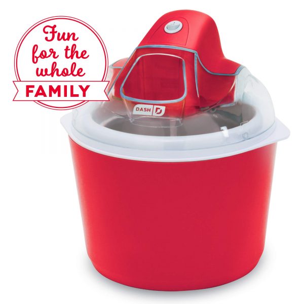 Dash DIC001RD Deluxe Ice Cream Frozen Yogurt & Sorbet Maker With Easy Ingredient Spout, Double-Walled Insulated Freezer Bowl & Free Recipes, 1 quart, Red