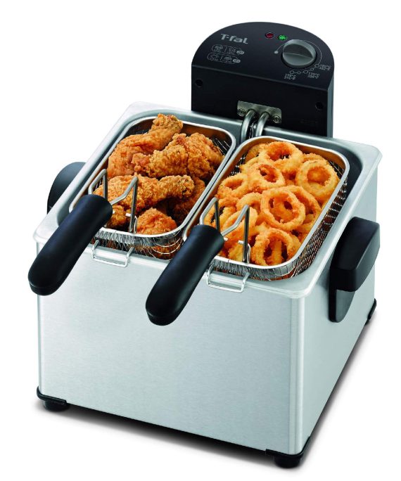 T-fal FR3900 Triple Basket Deep Fryer with Stainless Steel Removable Pot and Professional Heating Element, 4-Liter, 4.2 Qt, Stainless Steel