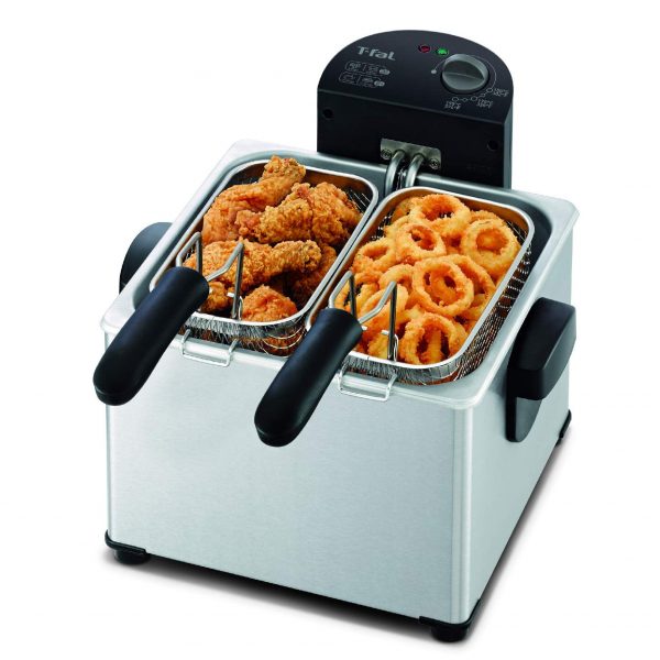T-fal FR3900 Triple Basket Deep Fryer with Stainless Steel Removable Pot and Professional Heating Element, 4-Liter, 4.2 Qt, Stainless Steel