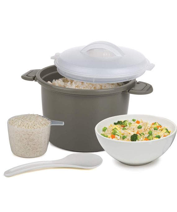 Progressive International Set Microwave Rice Cooker, 4 Piece, Gray