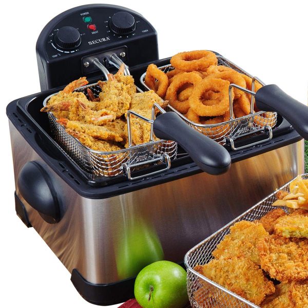 Secura 1700-Watt Stainless-Steel Triple Basket Electric Deep Fryer