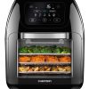 Chefman Multifunctional Digital Air Fryer+ Rotisserie, Dehydrator, Convection Oven, 14 Touch Screen Presets Fry, Roast, Dehydrate & Bake, Auto Shutoff, Accessories Included, XL 10L Family Size, Black
