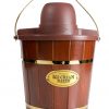 Nostalgia Electric Bucket Ice Cream Maker With Easy-Carry Handle, Makes 4-Quarts in Minutes, Frozen Yogurt, Gelato, Made From Real Wood