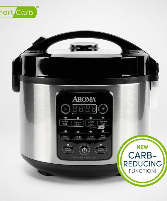 Aroma Professional ARC-1126SBL 12-Cup Smart Carb Rice Cooker, 6 uncooked/12-cooked, Stainless Steel