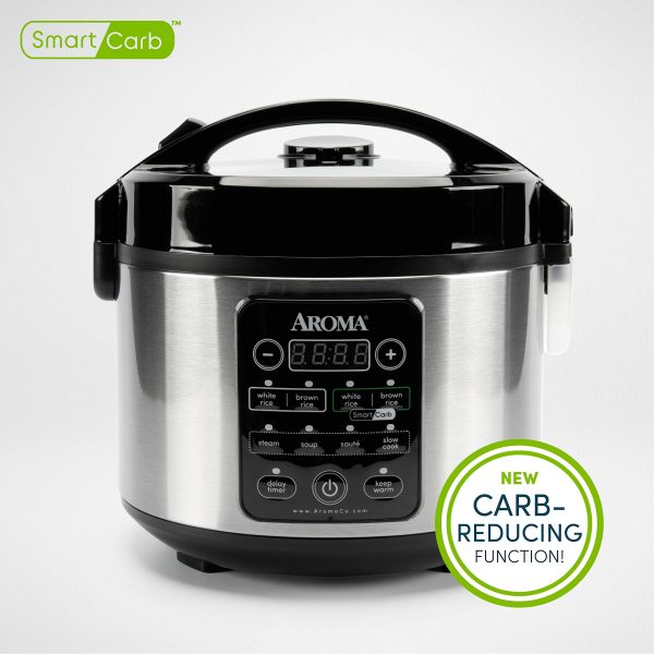 Aroma Professional ARC-1126SBL 12-Cup Smart Carb Rice Cooker, 6 uncooked/12-cooked, Stainless Steel