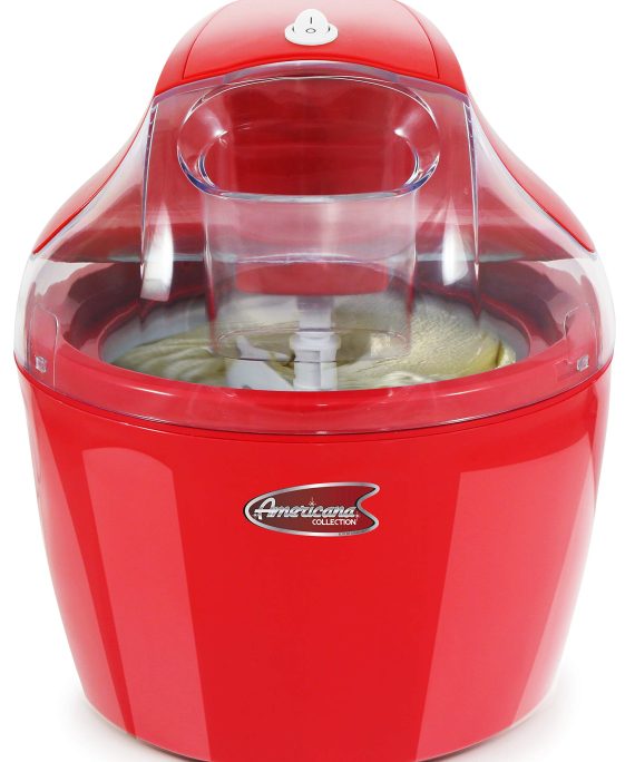 Americana EIM-1400R By Elite Maxi-Matic 1.5 Quart Automatic Easy Homemade Electric Ice Cream Maker, Frozen Yogurt, Sorbet, Gelato Treat, with Recipes, Red
