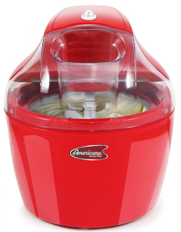 Americana EIM-1400R By Elite Maxi-Matic 1.5 Quart Automatic Easy Homemade Electric Ice Cream Maker, Frozen Yogurt, Sorbet, Gelato Treat, with Recipes, Red