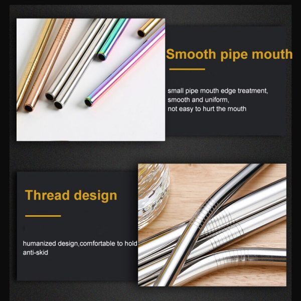 20pcs Brusher Metal Straws Reusable 304 Stainless Steel - Image 3