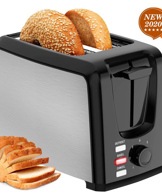 2 Slice Toasters Best Rated Prime Wide Slot with Bagel/Defrost/Cancel Function Stainless Steel Cool Touch Black Toaster 2 Slice for Bread with Removable Crumb Tray