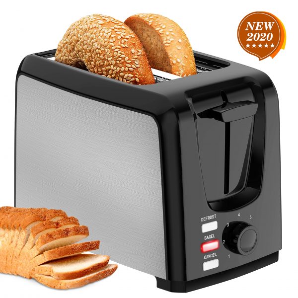 2 Slice Toasters Best Rated Prime Wide Slot with Bagel/Defrost/Cancel Function Stainless Steel Cool Touch Black Toaster 2 Slice for Bread with Removable Crumb Tray