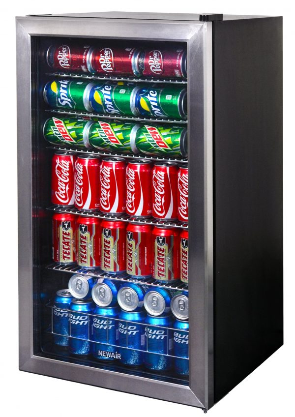 Can Freestanding Beverage Fridge, Stainless Steel