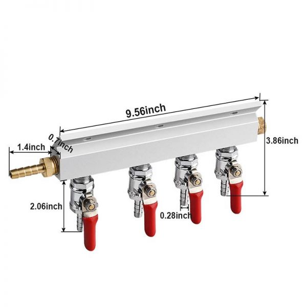 9mm Hose Barb 4 Way Beer Gas Manifold Splitter with Check - Image 5