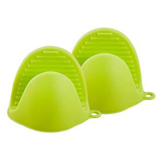 LBH Silicone Heat Resistant Cooking Pinch Mitts, Mini Oven Mitts Gloves, Cooking Pinch Grips, Kitchen Heat Resitant Solution,Microwave Cooking Baking Tools Kitchen Accessory (1 Pair) (Green)