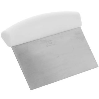 Tezzorio 6x 4-Inch Stainless Steel Dough Scraper with Ergonomic White Handle for Chopping, Scraping & Dividing Dough 