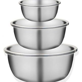 Gereen 3-Piece 18/8 304 Stainless Steel Mixing Bowls,3 Sizes Large Medium Small for Cooking Baking Serving Prepping Food