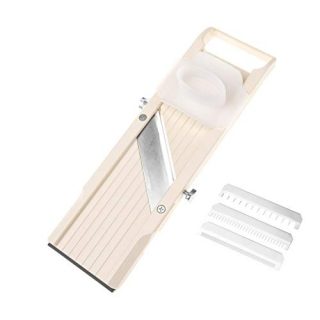 Benriner Mandoline Slicer, with 4 Japanese Stainless Steel Blades, Beige
