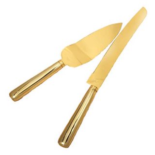 FashionCraft Simple Elegance Classic Gold Stainless Steel Cake Knife Set, One Size, Gold