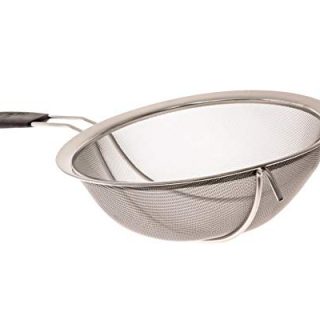 LiveFresh Large Stainless Steel Fine Mesh Strainer with Reinforced Frame and Sturdy Rubber Handle Grip - Designed for Chefs and Commercial Kitchens & Perfect for Your Home - 9 Inch / 23 cm Diameter