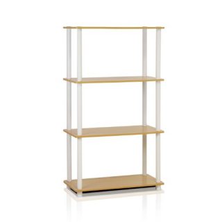 Furinno (99557BE/WH) Turn-N-Tube 4-Tier Multipurpose Shelf Display Rack - Beech/White