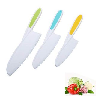 Kids Knife Set for Cooking and Cutting Fruits, Veggies, Sandwiches & Cake - Perfect Starter Knife Set for Little Hands in the Kitchen - 3-Piece Nylon Knife for Kids - Fun & Safe Lettuce Knife