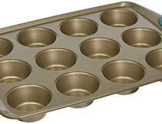 Rachael Ray Cucina Nonstick 12-Cup Muffin Tin With Grips / Nonstick 12-Cup Cupcake Tin With Grips - 12 Cup, Brown