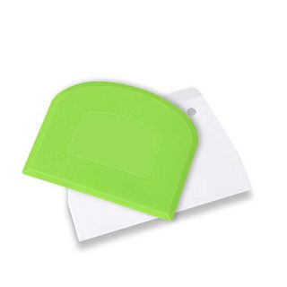 Kitchen Baking Knife Dough Bread Cutter Cream Butter Scraper Cake Pizza Grooming Knife Bowl Plate Chopping Board Clean Scraper Make of Food- grade Plastic 2 Piece Set Green and White