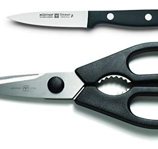 WÜSTHOF Gourmet 3 Inch Paring Knife and Kitchen Shears Set | 3" Paring Knife and Kitchen Scissors| Precise Laser Cut High Carbon Stainless Steel Paring Utility Knife – Model 8758