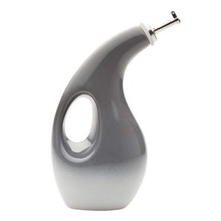 Rachael Ray Solid Glaze Ceramics EVOO Olive Oil Bottle Dispenser with Spout - 24 Ounce, Gray