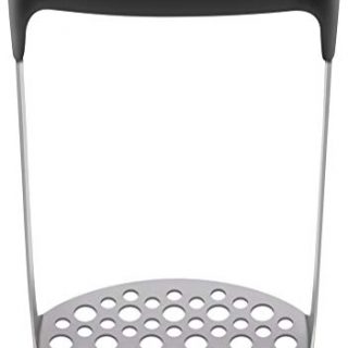LADIZIO Stainless Steel Potato Masher Hand Plate Food Masher Utensil Black