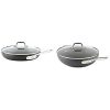 All-Clad HA1 Hard Anodized Nonstick Frying Pan with Lid, 12 Inch Pan Cookware, Medium Grey & E7859464 HA1 Hard Anodized Nonstick Dishwasher Safe PFOA Free Chefs Pan / Wok Cookware, 12-Inch, Black