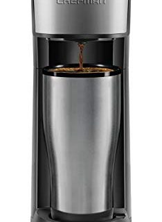 Chefman InstaCoffee Single Serve Coffee Maker Brews in 30 Seconds, Compatible with K-Cup Pods, Grounds and Loose-Leaf Tea w/ Reusable Filter, Compact 14 oz, Black/Stainless Steel, Mug Not Included