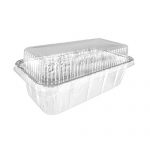 Disposable Aluminum 2 Lb. Loaf Pan with Clear Plastic Snap on Lid #5100P (25)