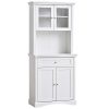 HOMCOM Traditional Freestanding Kitchen Pantry Cabinet Cupboard with Doors, Adjustable Shelving White