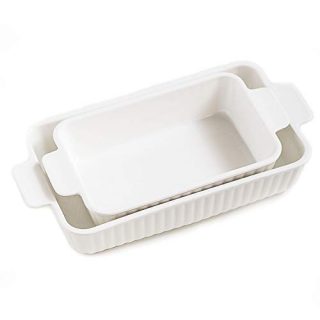 White Ceramic Baking Dish, Rectangular Baking Pans for Cooking