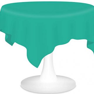 Teal Plastic Tablecloths 6 Pack Disposable Table Covers 84 Inch Circle Shower Party Tablecovers PEVA Vinyl Table Cloths for Round Tables up to 6 ft and Picnic BBQ Birthday Wedding Catering Banquet