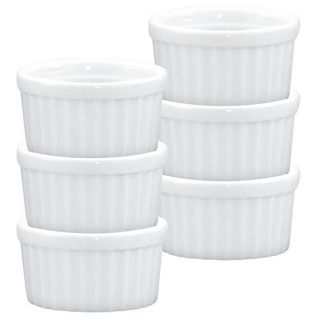 HIC Ramekins, Fine White Porcelain, 2.5-Inch, 2-Ounce Capacity, Set of 6