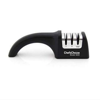 Chef'sChoice 4633 AngleSelect Diamond Hone Professional Manual Knife Sharpener for Straight and Serrated Knives with Precise Angle Control Compact Footprint Made in USA, 3-Stage, Black