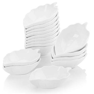 Malacasa 16 Pieces Porcelain Ramekins 6 Ounce for Souffle Baking Dipping Dishes Cups, Ivory White