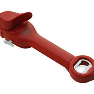 Kuhn Rikon Auto Safety Master Opener for Cans, Bottles and Jars, 9 x 2.75 inches, Red