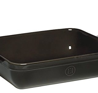 Emile Henry Made In France 16.7 by 11-Inch Roaster, Black